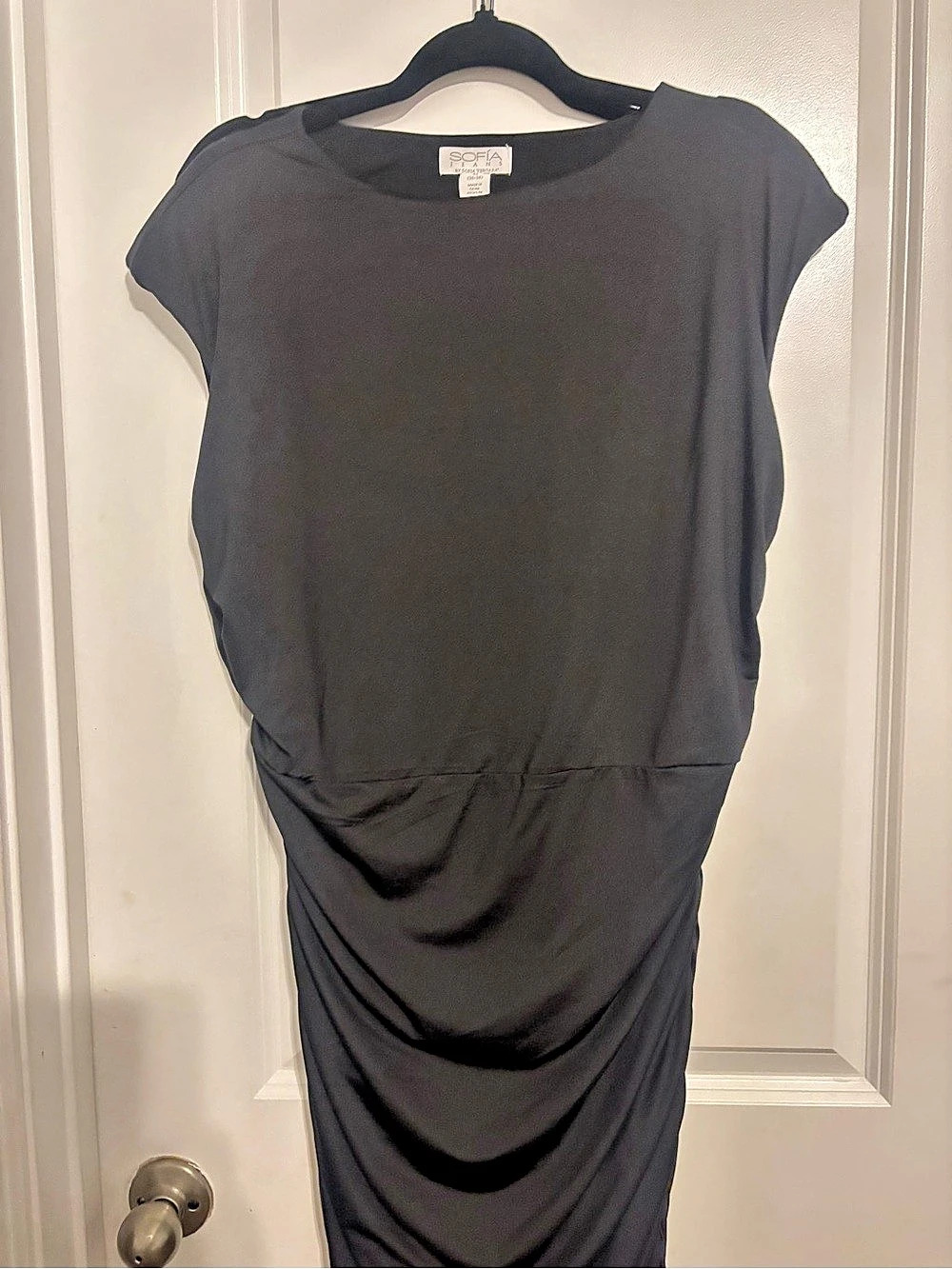 Sofia Jeans by Sofia Vergara Ruched Midi Dress in Black Size XL Brand New